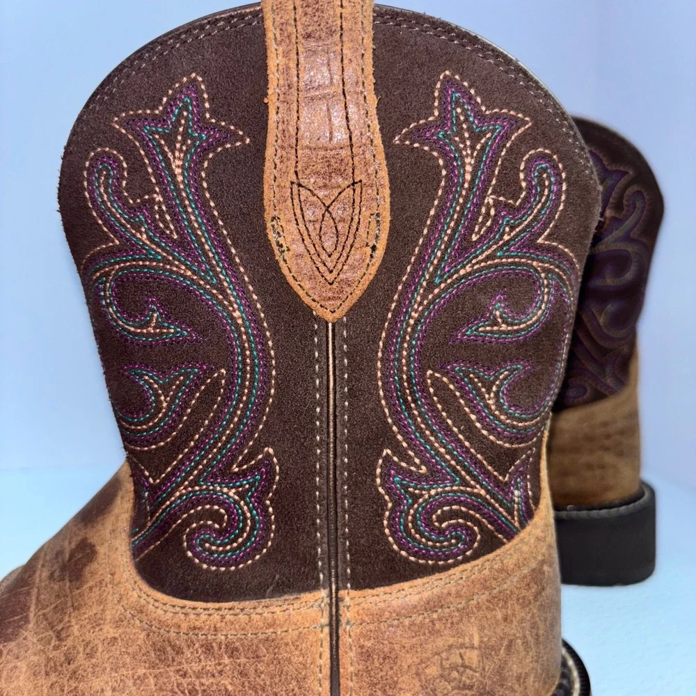 Ariat Leather Western Cowboy Boots Kids 6.5 B Style 10034020‎ Brown Big Kids